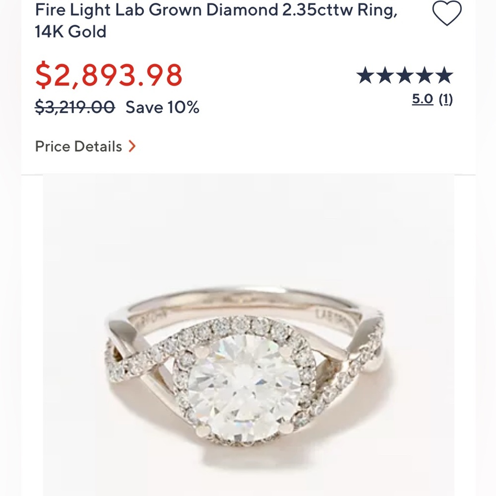 14K White Gold 2.35 CTW. Fire Light Lab Grown Diamond Ring